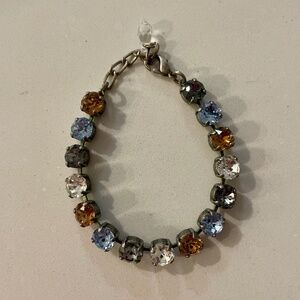 8" Blue, Amber, Gray, and White Crystal Swarovski Crystal Bracelet